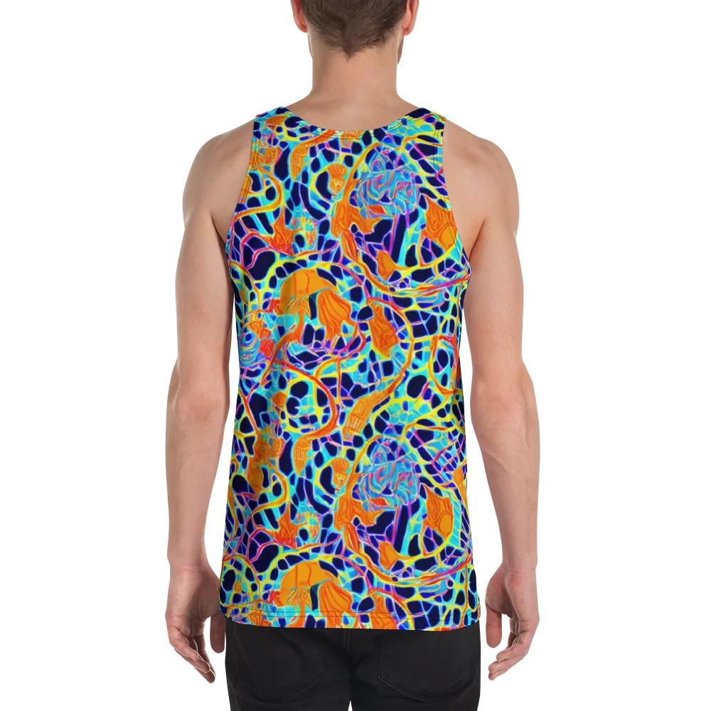 Neon Coral Circuit on Men's Tank Top — Back