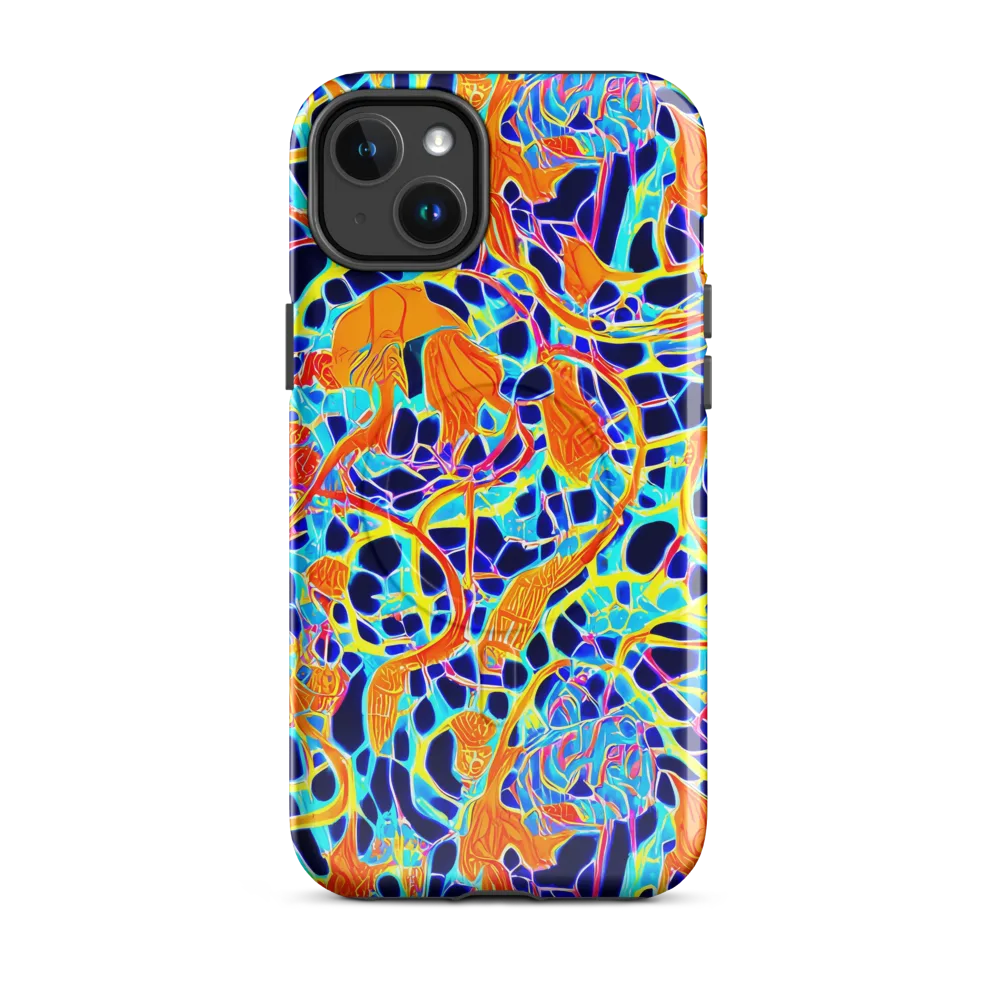 Neon Coral Circuit on MagSafe Tough Case for iPhone® — Front