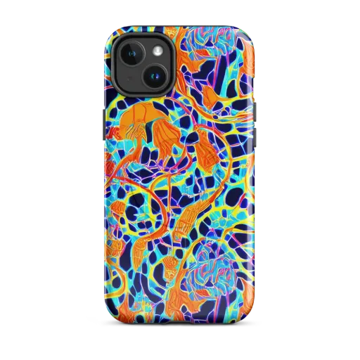 Neon Coral Circuit on a MagSafe Tough Case for iPhone®