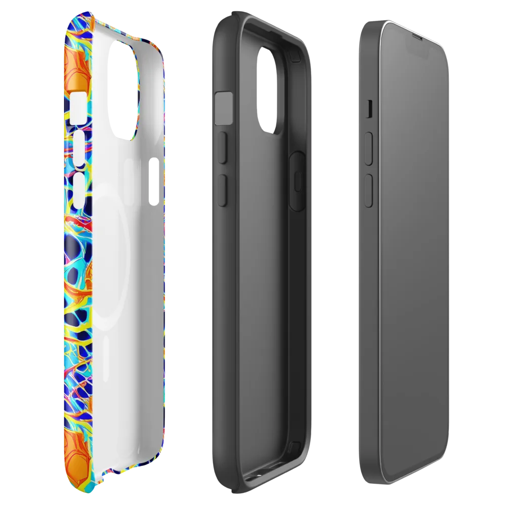 Neon Coral Circuit on MagSafe Tough Case for iPhone® — Front