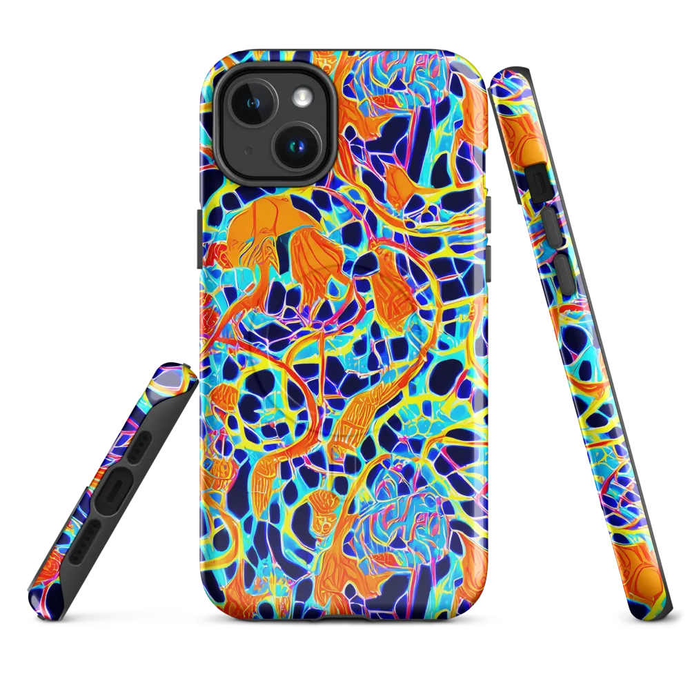 Neon Coral Circuit on MagSafe Tough Case for iPhone® — Front