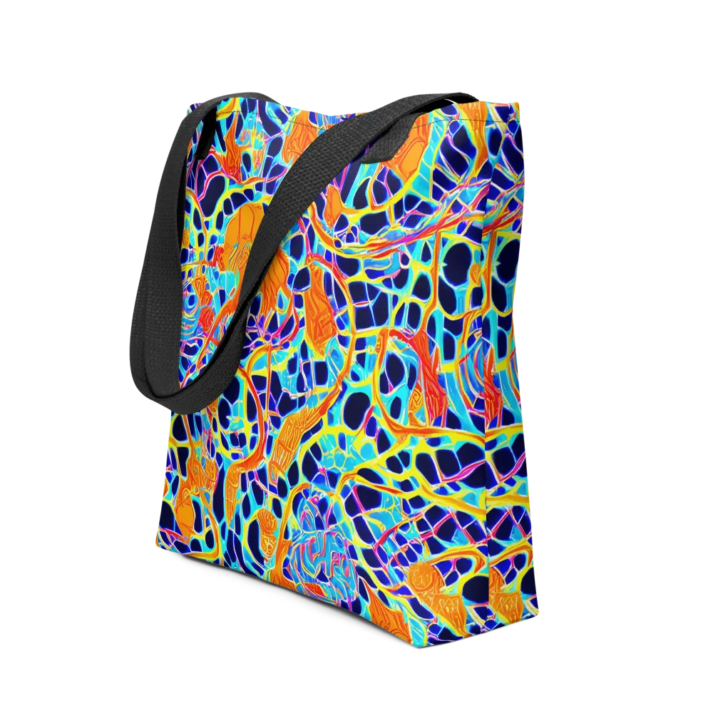 Neon Coral Circuit on Tote Bag — Front
