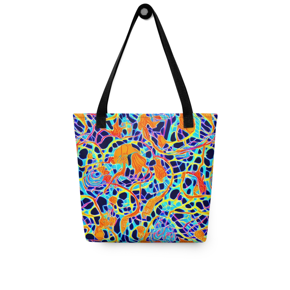 Neon Coral Circuit on Tote Bag — Front