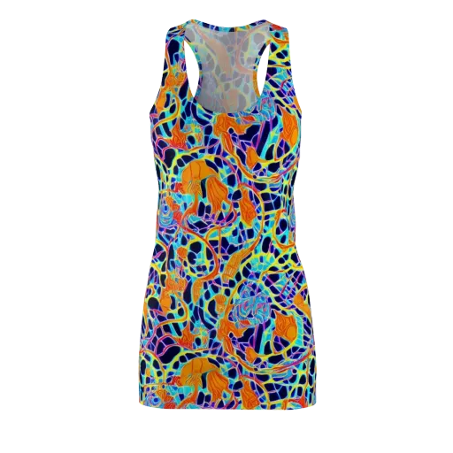 Neon Coral Circuit on a Racerback Dress