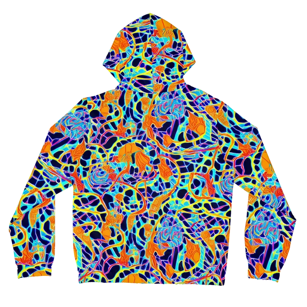 Neon Coral Circuit on Women's Full-Zip Hoodie — Back