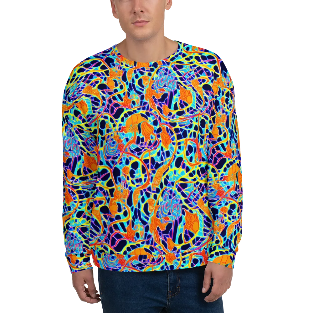 Neon Coral Circuit on Sweatshirt — Front