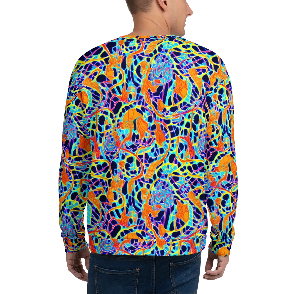 Neon Coral Circuit on Sweatshirt — Back