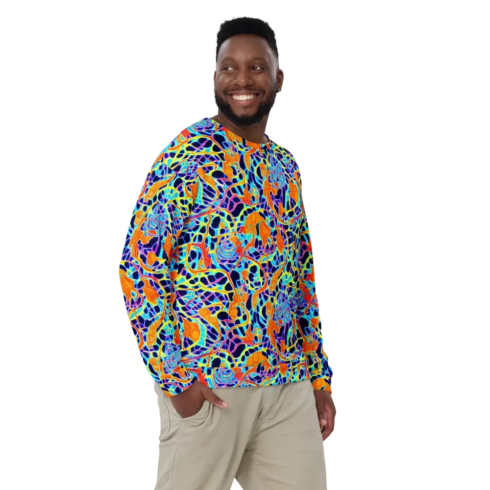 Neon Coral Circuit on Sweatshirt — Front