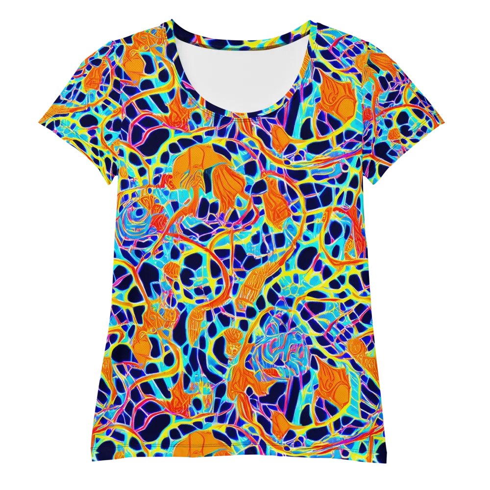 Neon Coral Circuit on Women's Athletic T-Shirt — Front