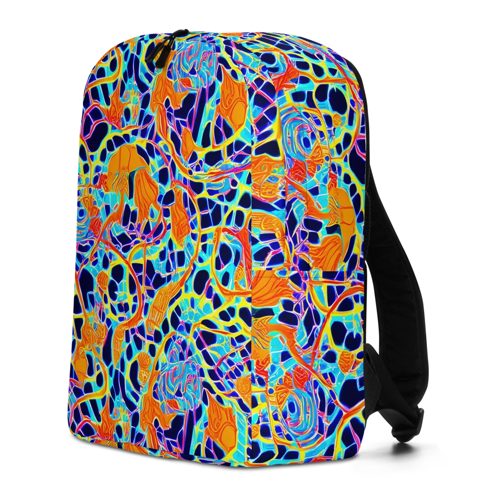 Neon Coral Circuit on Minimalist Backpack — Left