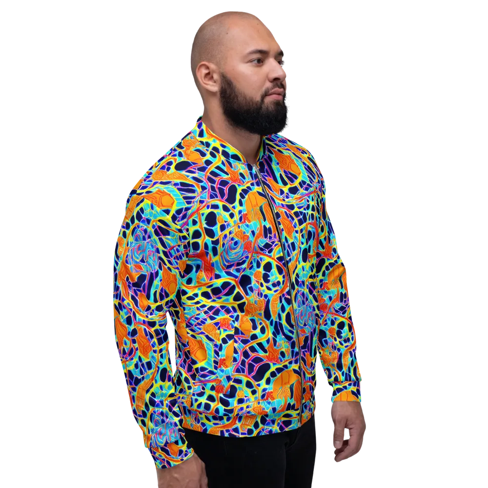 Neon Coral Circuit on Bomber Jacket — Right