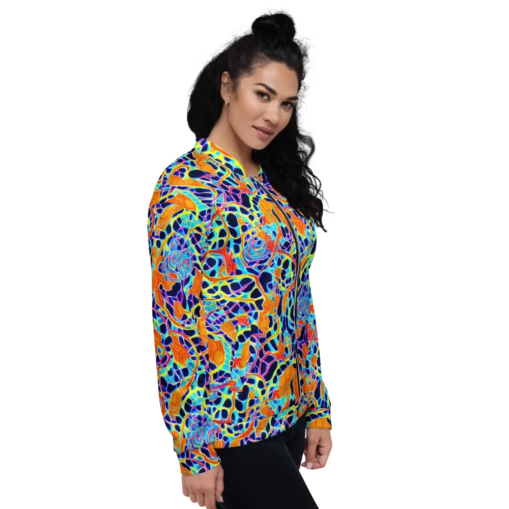 Neon Coral Circuit on Bomber Jacket — Right
