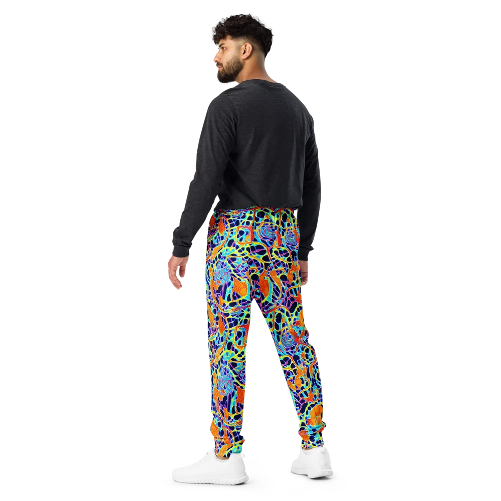 Neon Coral Circuit on Men's Joggers — Back