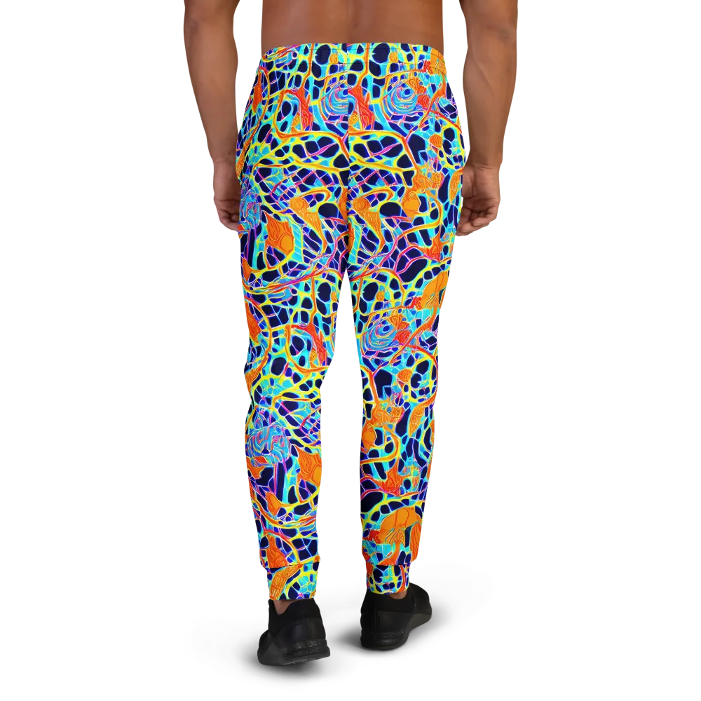 Neon Coral Circuit on Men's Joggers — Back