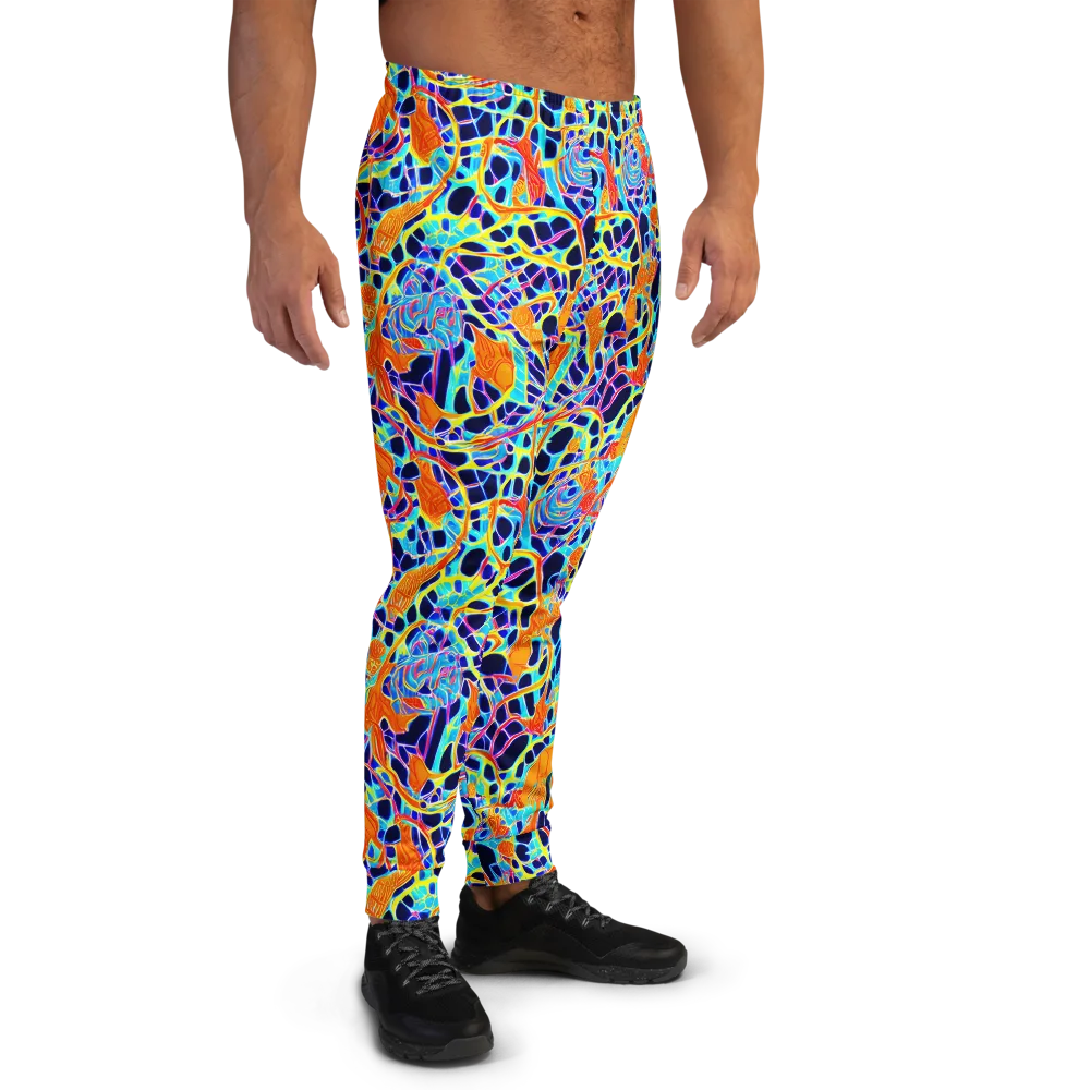 Neon Coral Circuit on Men's Joggers — Right