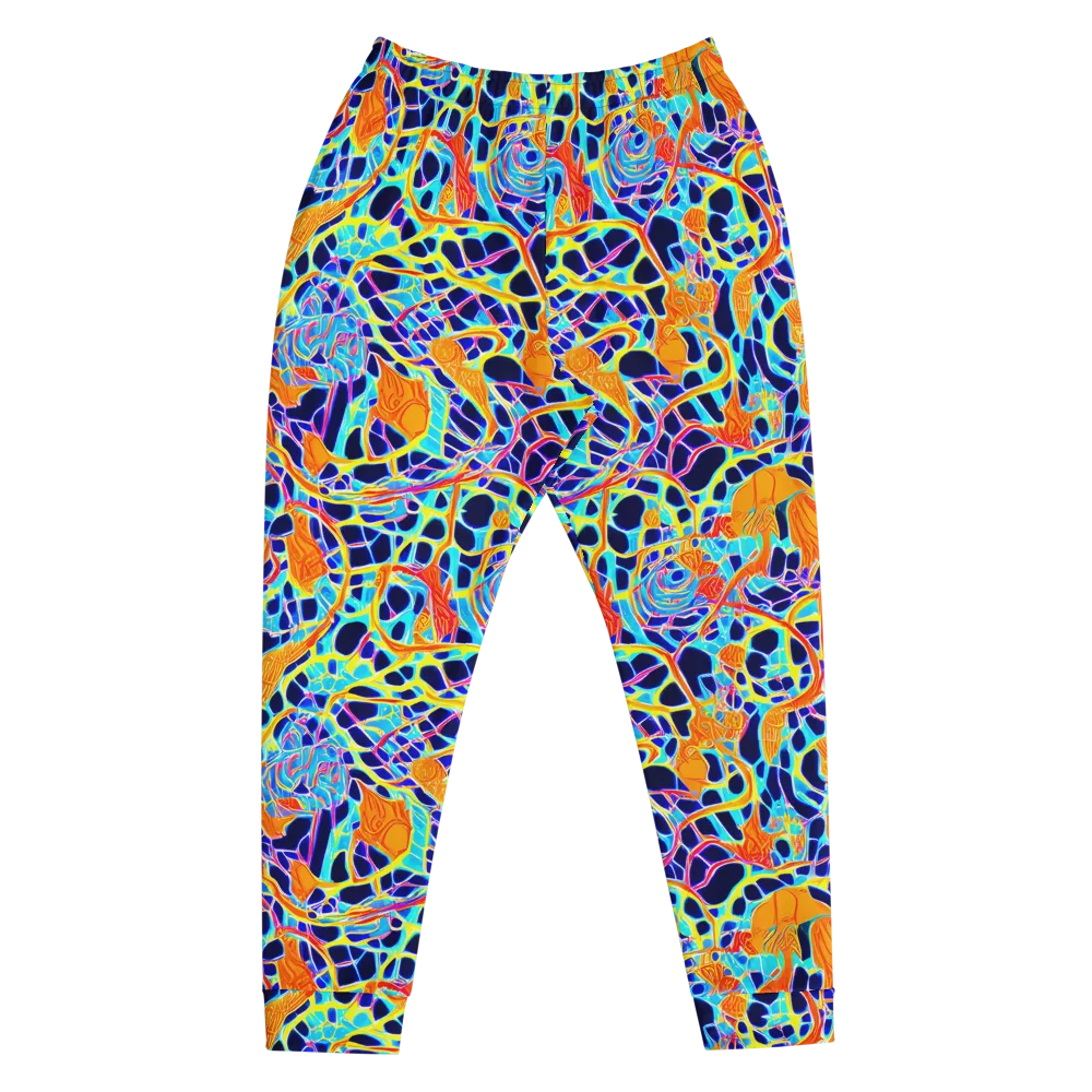 Neon Coral Circuit on Men's Joggers — Front