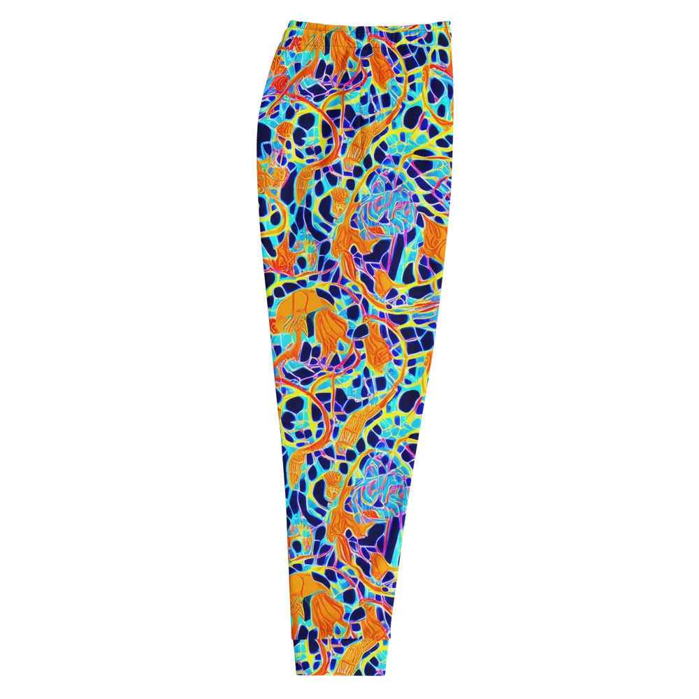 Neon Coral Circuit on Men's Joggers — Right