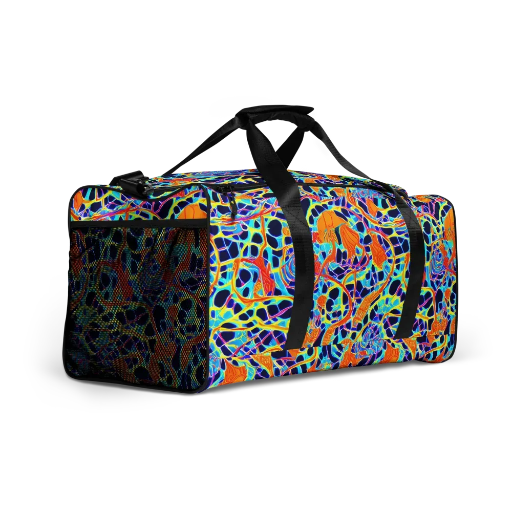 Neon Coral Circuit on Duffle Bag — Right Front