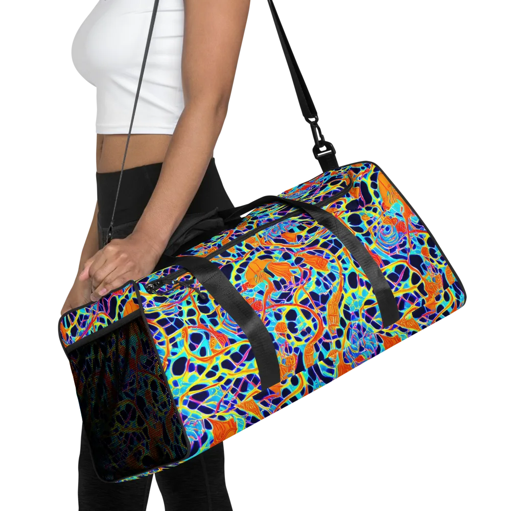 Neon Coral Circuit on Duffle Bag — Front