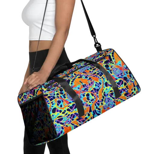 Neon Coral Circuit on a Duffle Bag