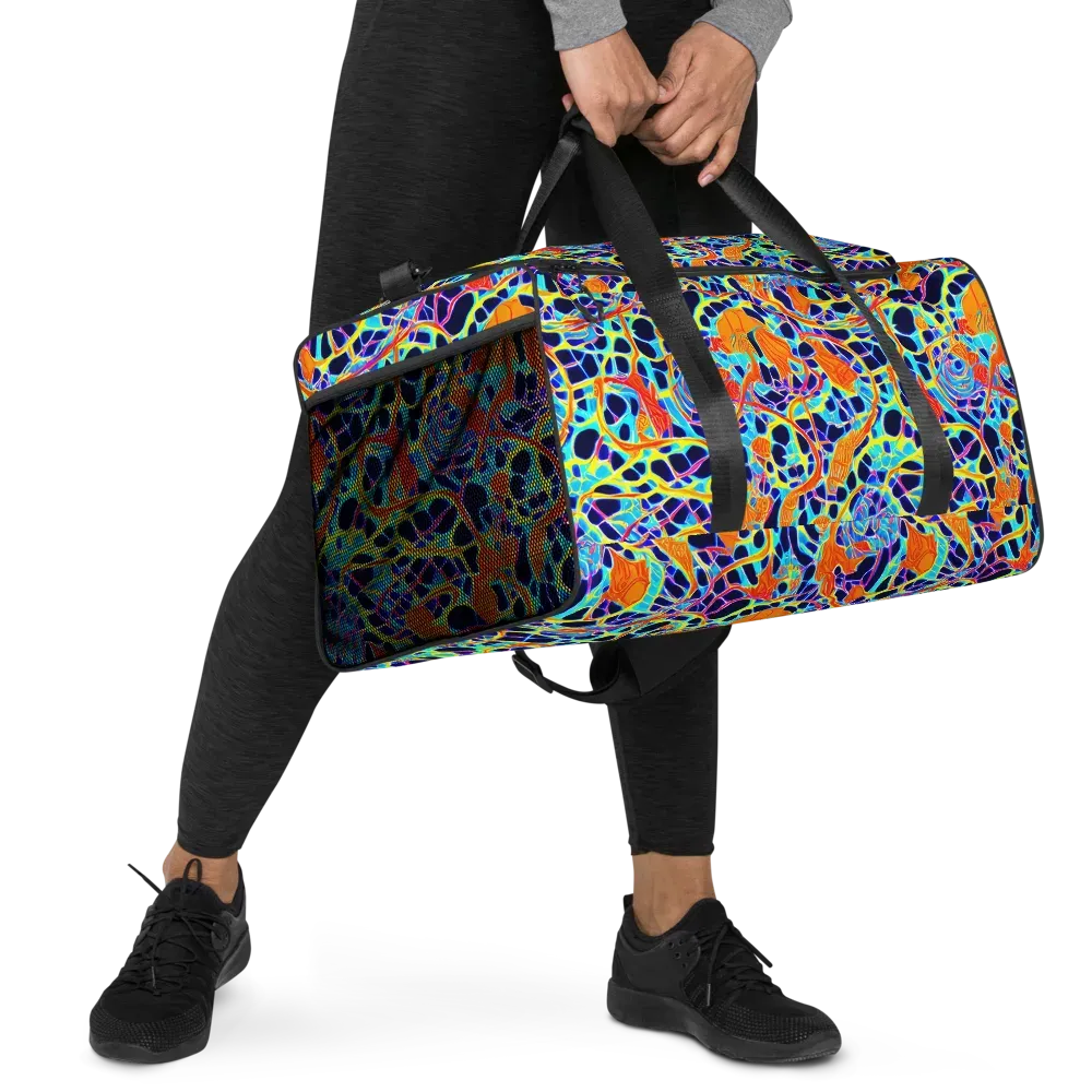 Neon Coral Circuit on Duffle Bag — Right Front