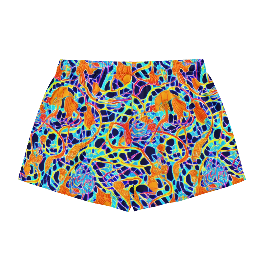 Neon Coral Circuit on Women's Pajama Shorts — Back