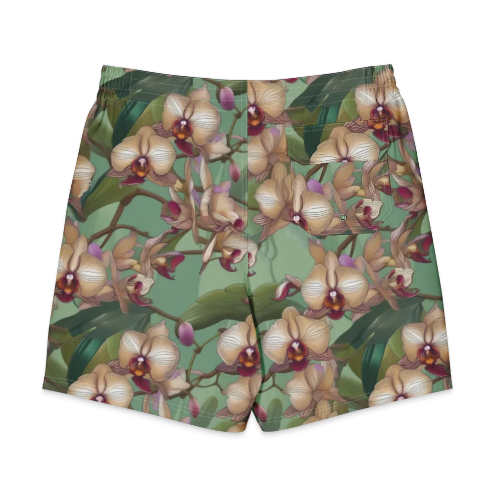 Mosslight Orchids on Men's Board Shorts — Back
