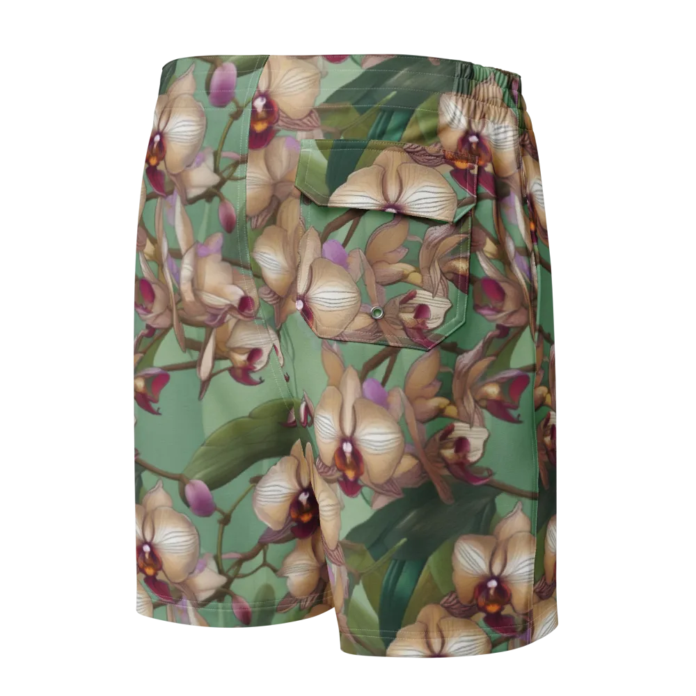 Mosslight Orchids on Men's Board Shorts — Back