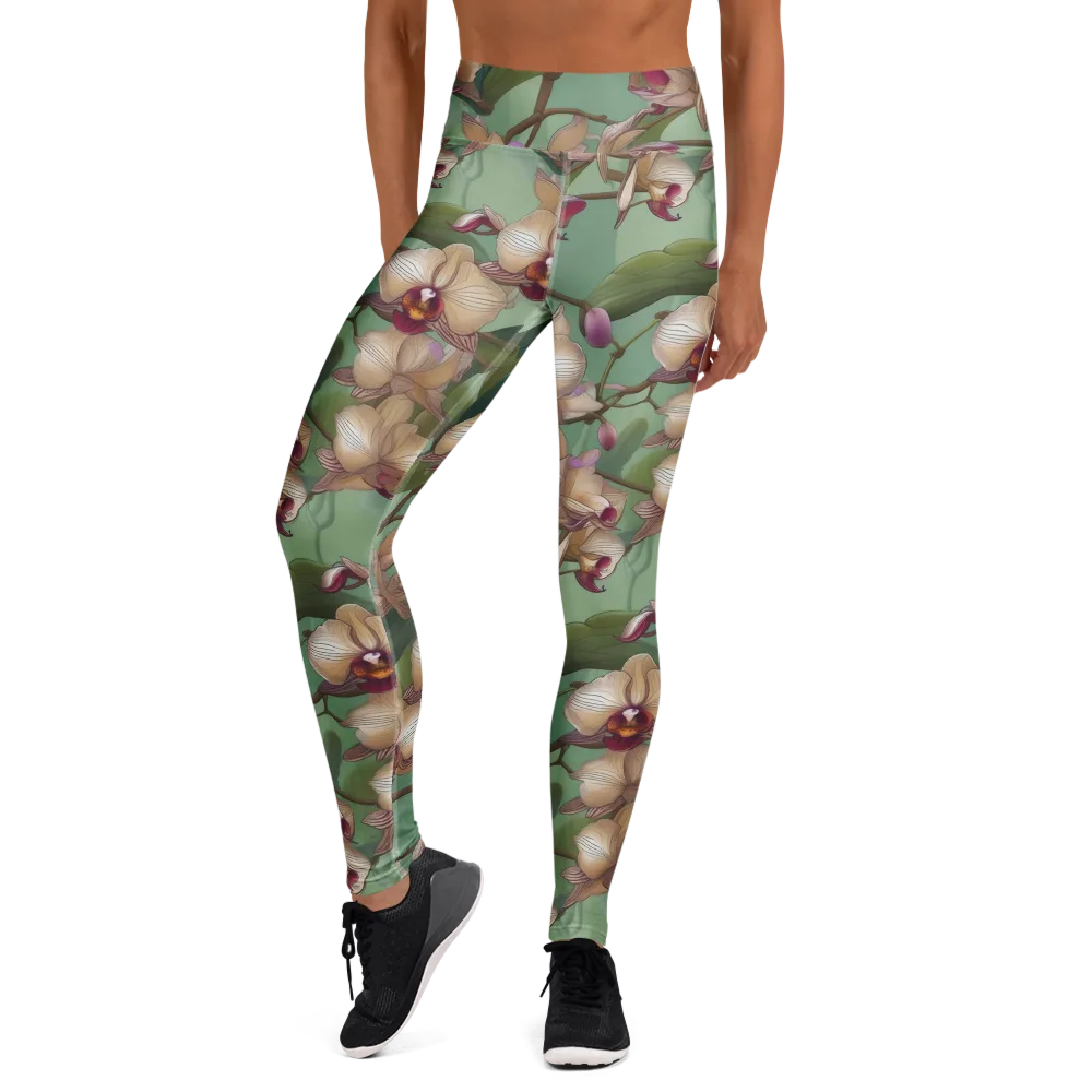 Mosslight Orchids on Yoga Leggings — Front