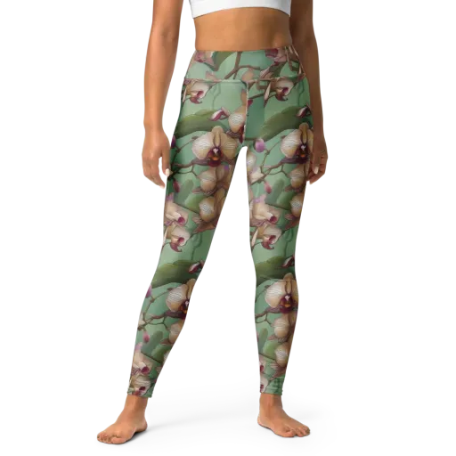 Mosslight Orchids on a Yoga Leggings