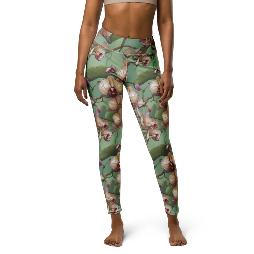 Mosslight Orchids on Yoga Leggings — Front