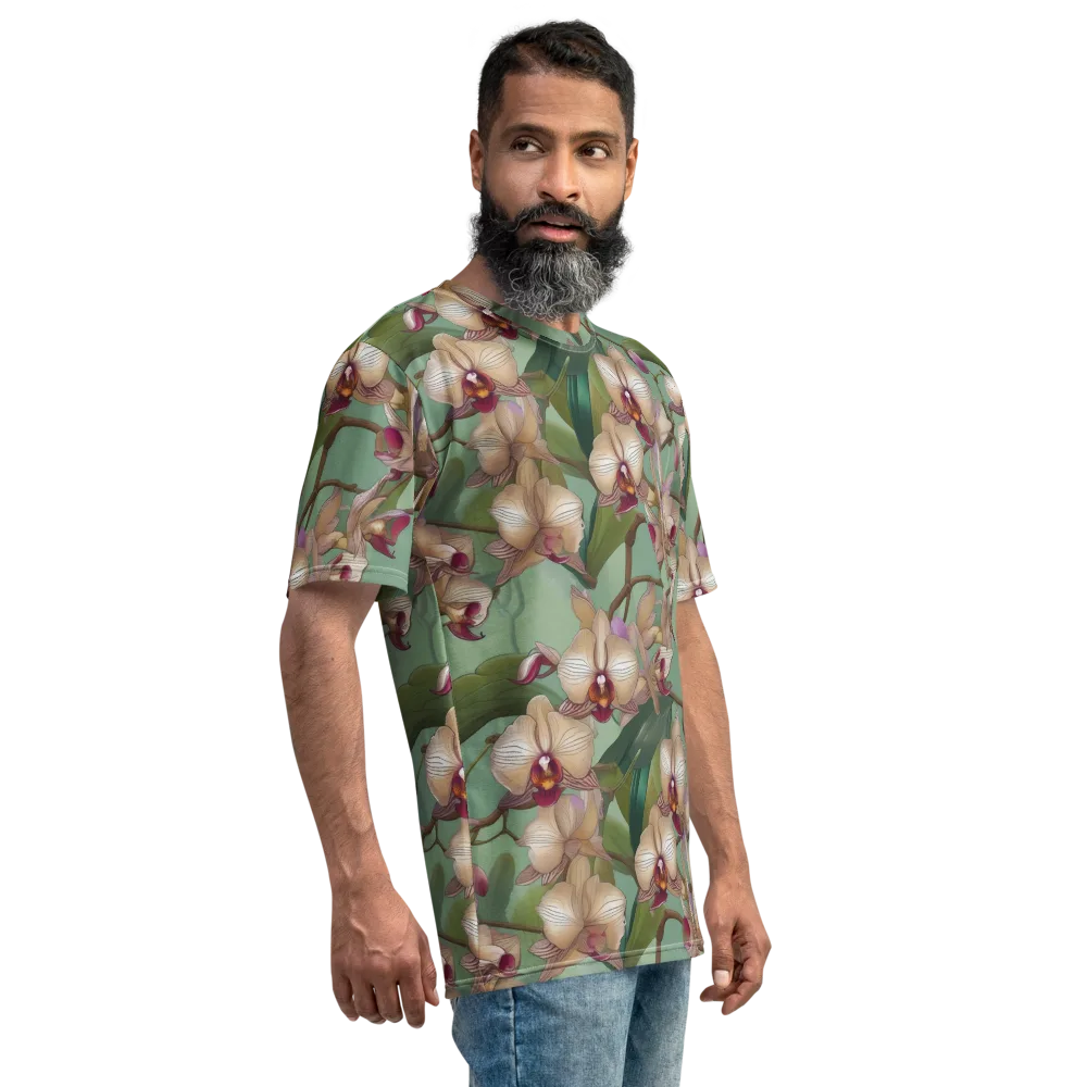 Mosslight Orchids on Men's Crew Neck T-Shirt — Right