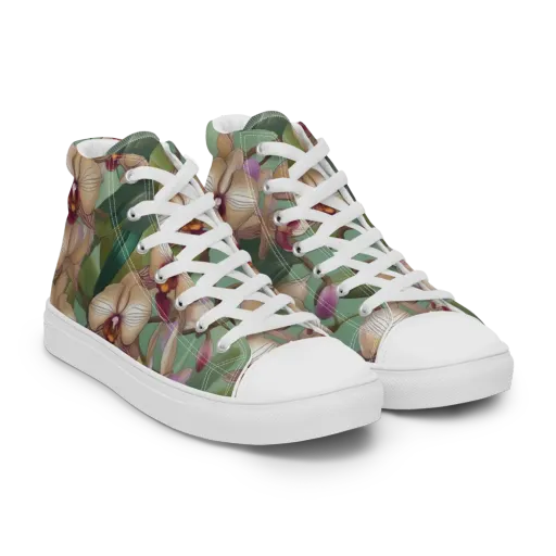 Mosslight Orchids on a Men's High Top Canvas Shoes