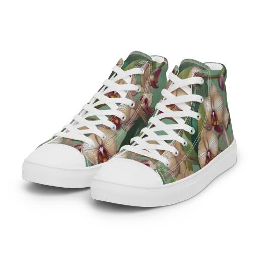 Mosslight Orchids on a Women's High Top Canvas Shoes