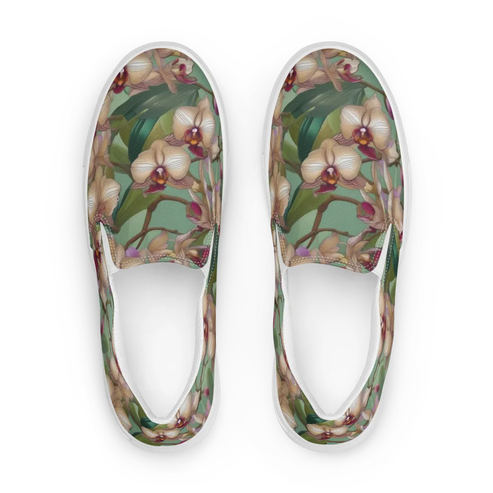 Mosslight Orchids on Men's Slip-On Canvas Shoes — Front