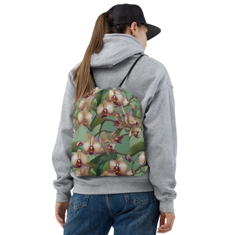 Mosslight Orchids on Drawstring Bag — Front