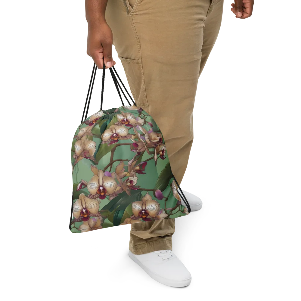 Mosslight Orchids on Drawstring Bag — Front