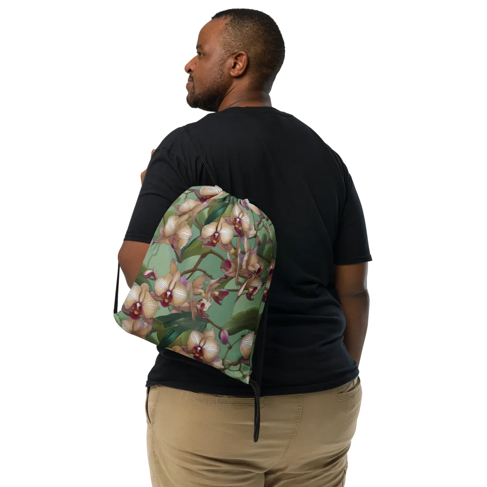 Mosslight Orchids on Drawstring Bag — Front