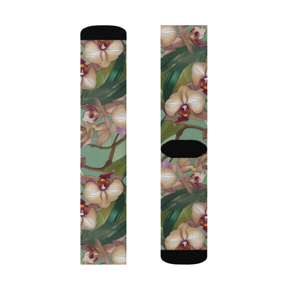 Mosslight Orchids on Socks — Left Sock