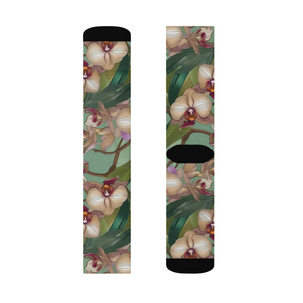 Mosslight Orchids on Socks — Right Sock