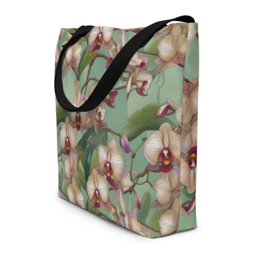 Mosslight Orchids on a Large Tote Bag W/ Pocket