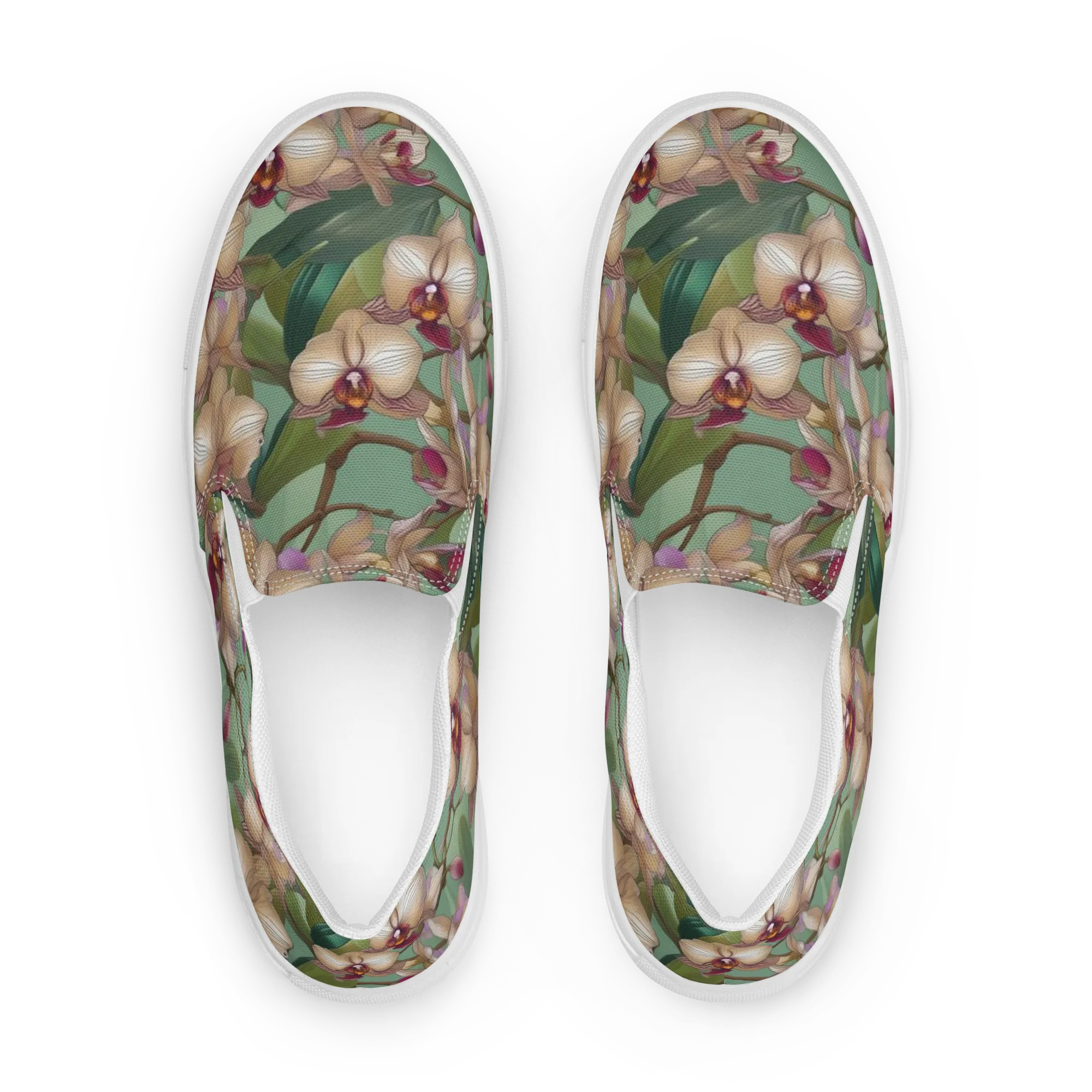Mosslight Orchids on Women's Slip-On Canvas Shoes — Front