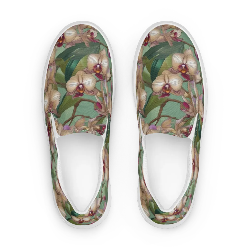 Mosslight Orchids on Women's Slip-On Canvas Shoes — Front
