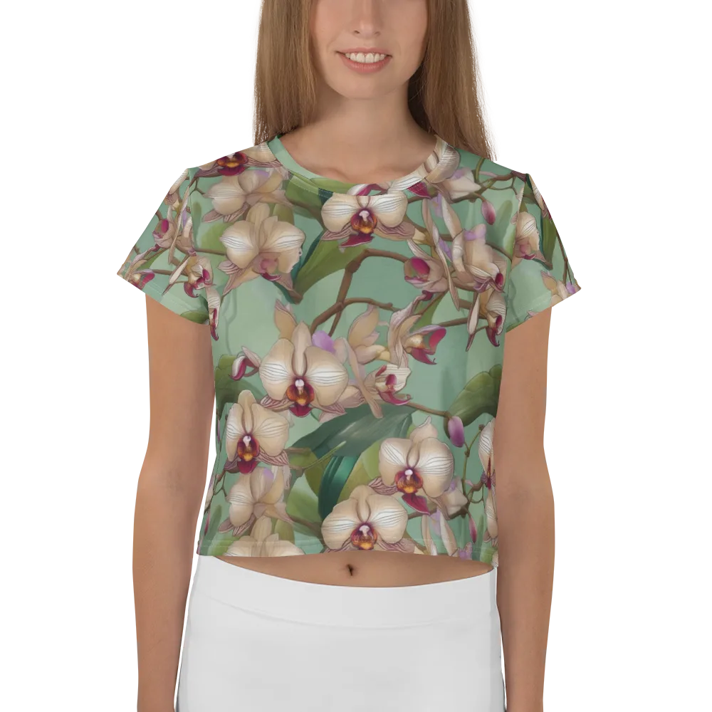 Mosslight Orchids on Crop Tee — Front
