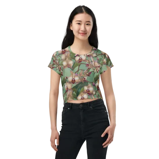 Mosslight Orchids on a Crop Tee