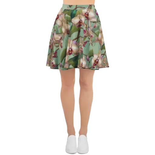 Mosslight Orchids on a Skater Skirt