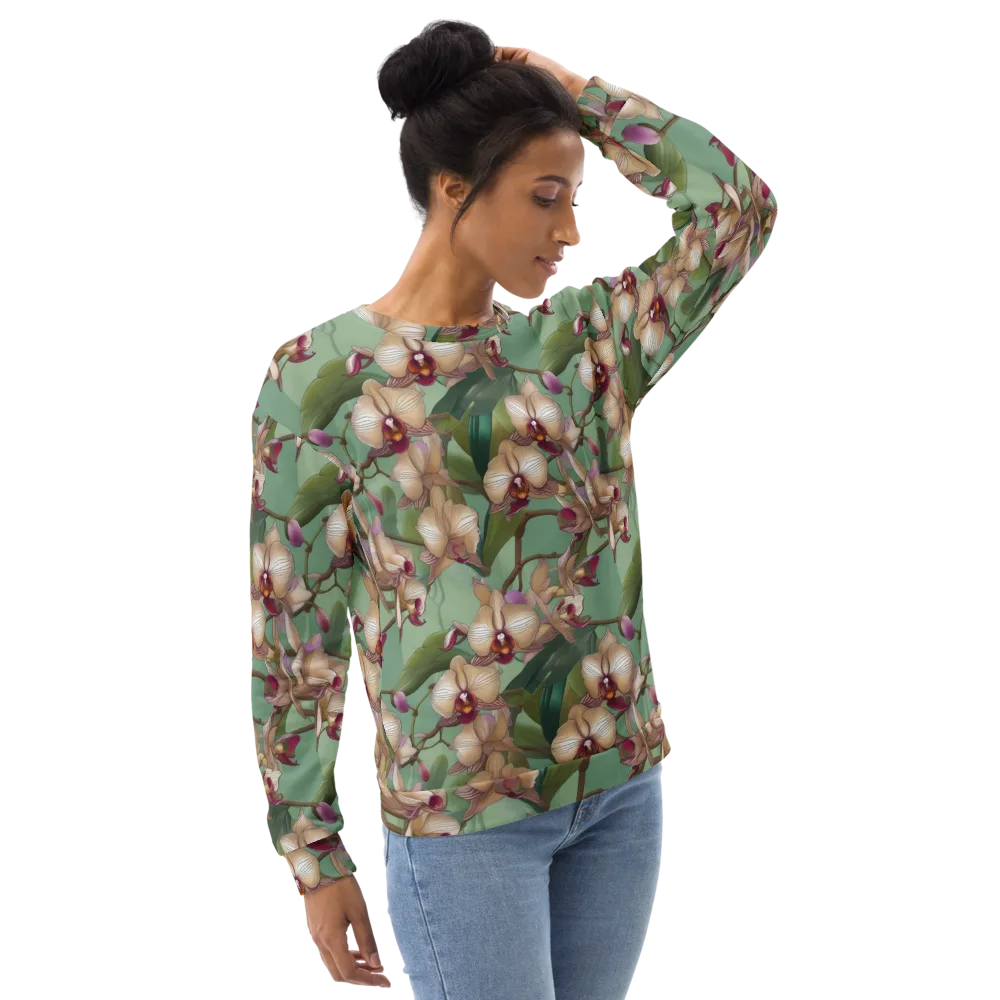 Mosslight Orchids on Sweatshirt — Right Front