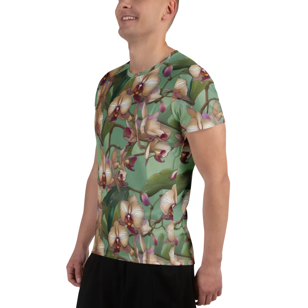 Mosslight Orchids on Men's Athletic T-Shirt — Left