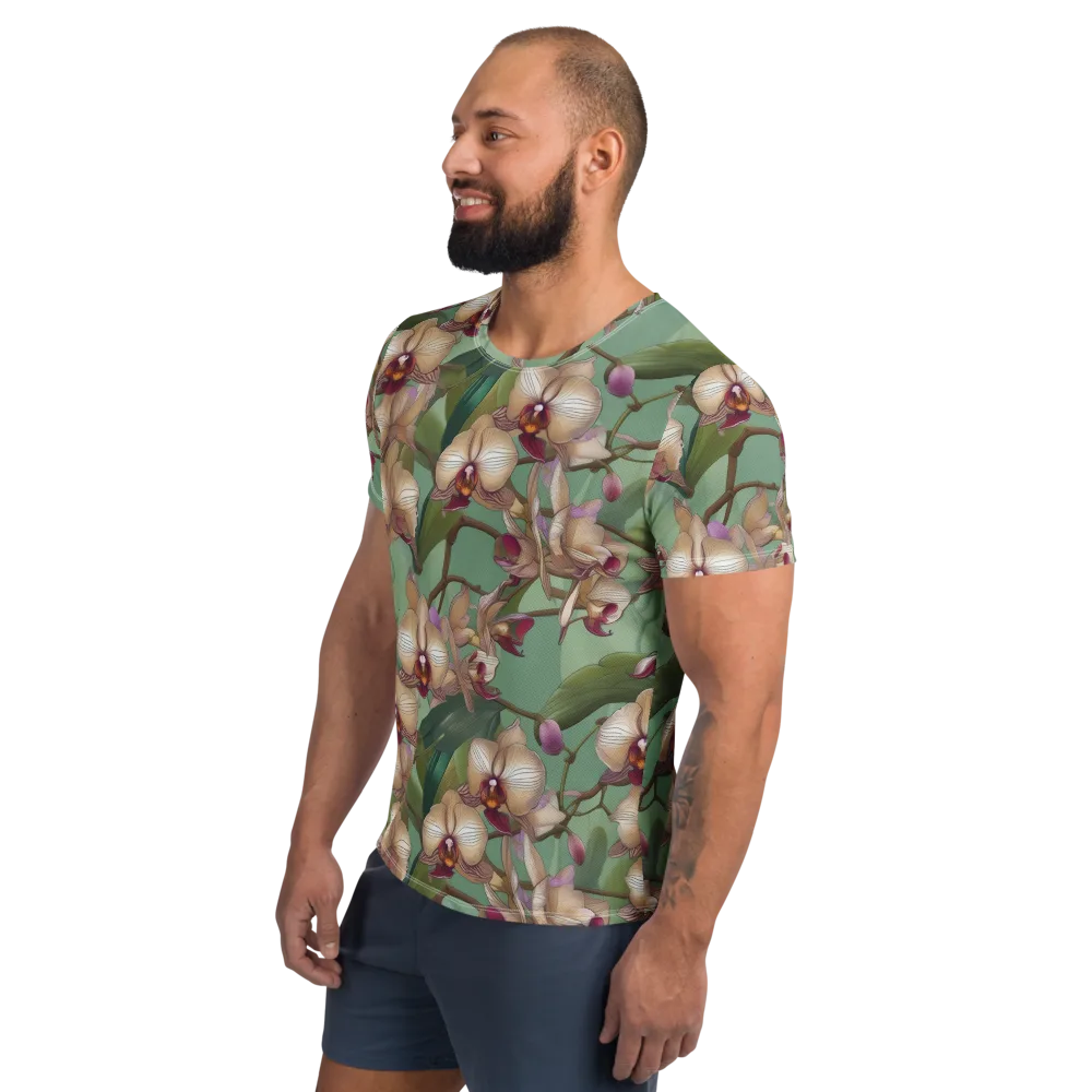 Mosslight Orchids on Men's Athletic T-Shirt — Left