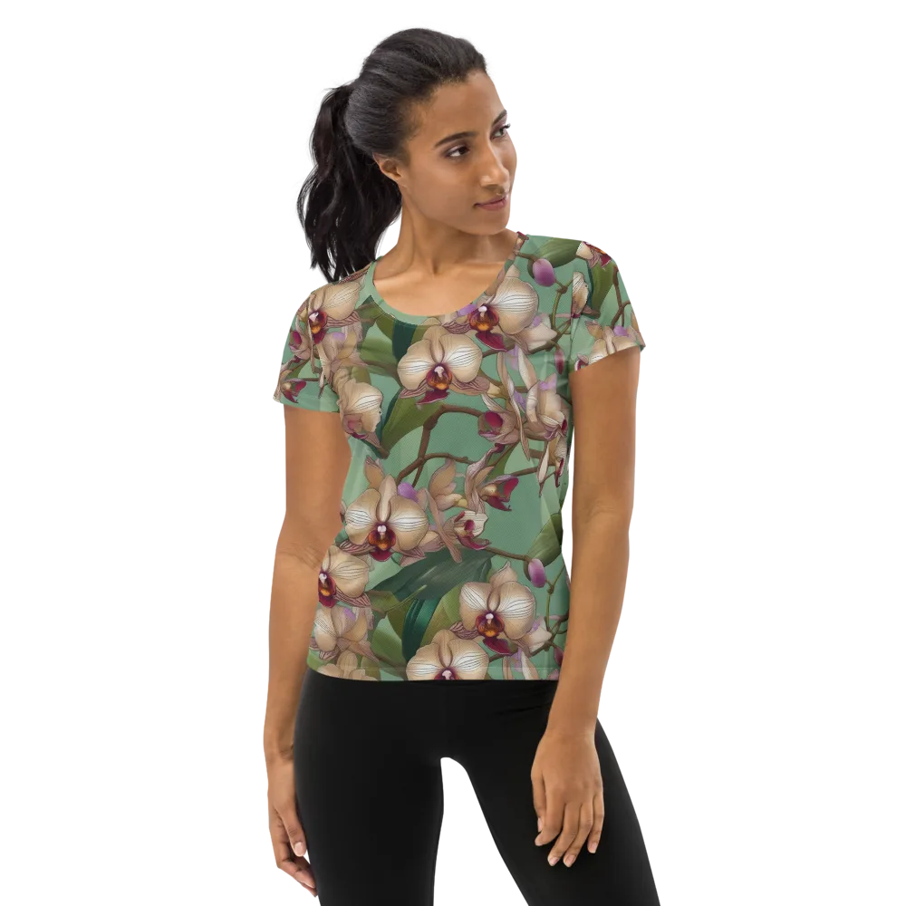Mosslight Orchids on Women's Athletic T-Shirt — Front